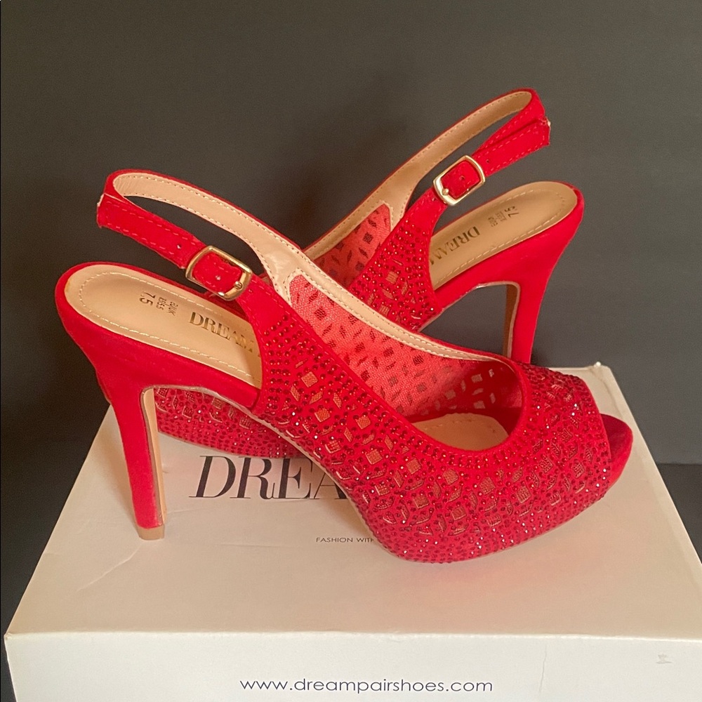 Elegant Red Peep-Toe Heels